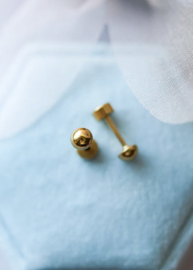 Tiny Gold Ball Earrings
