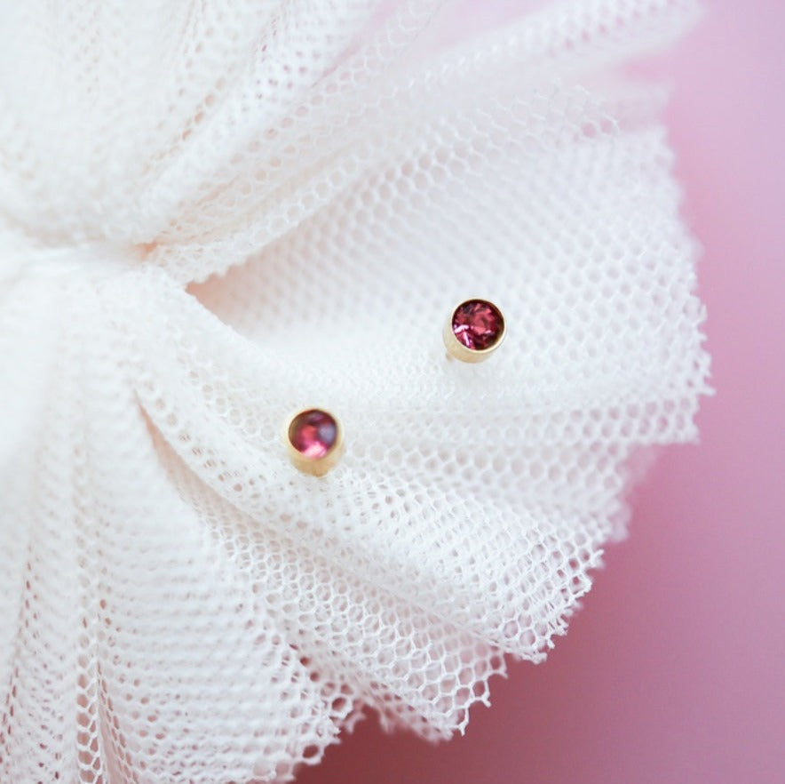 Tiny Pink Diamond Stud Earrings