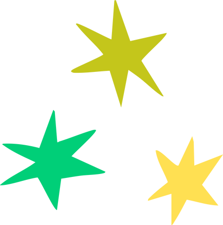 Three colored stars on a white background