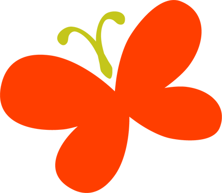 Orange butterfly with a green stem on a white background