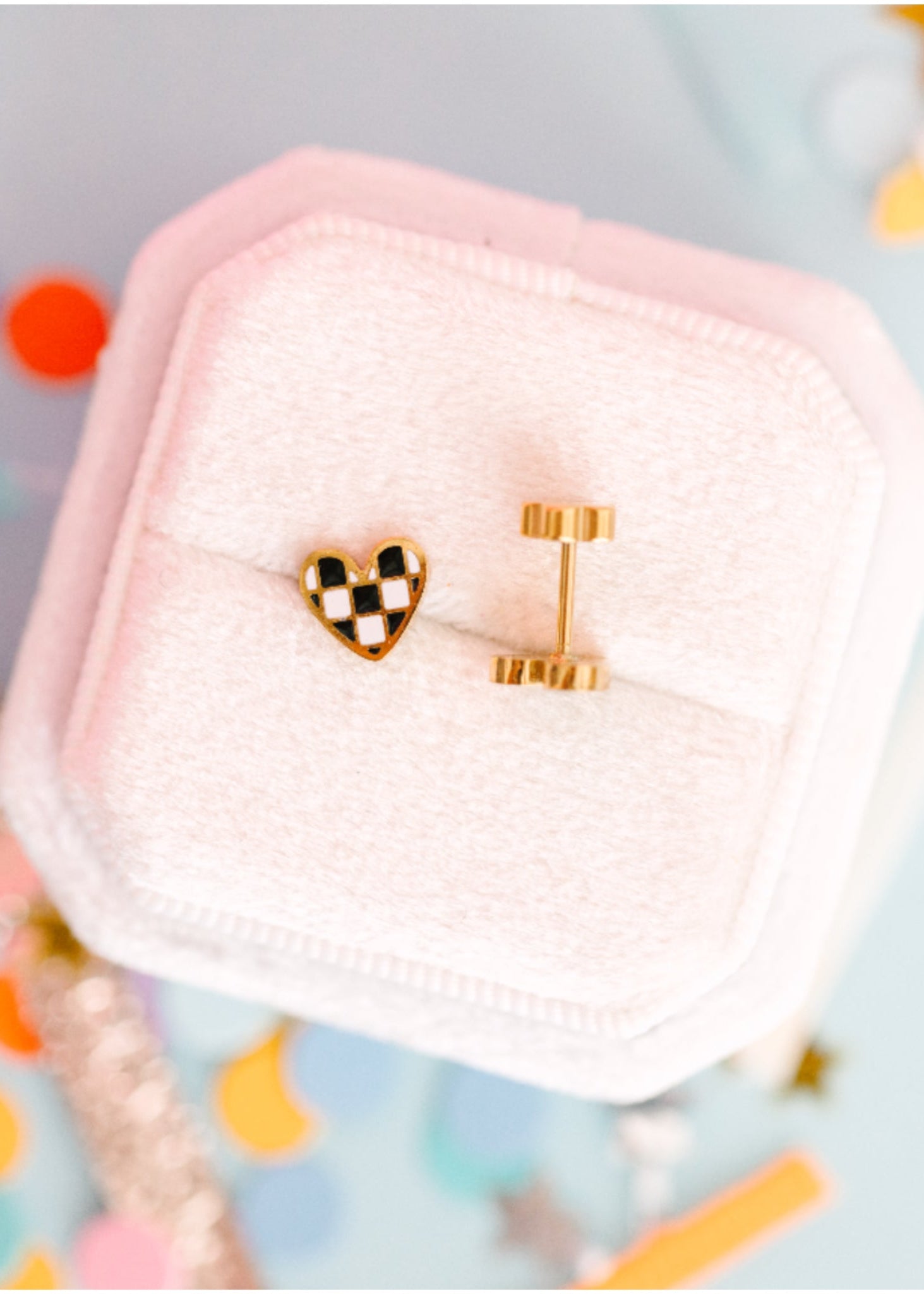Checkered Heart earrings