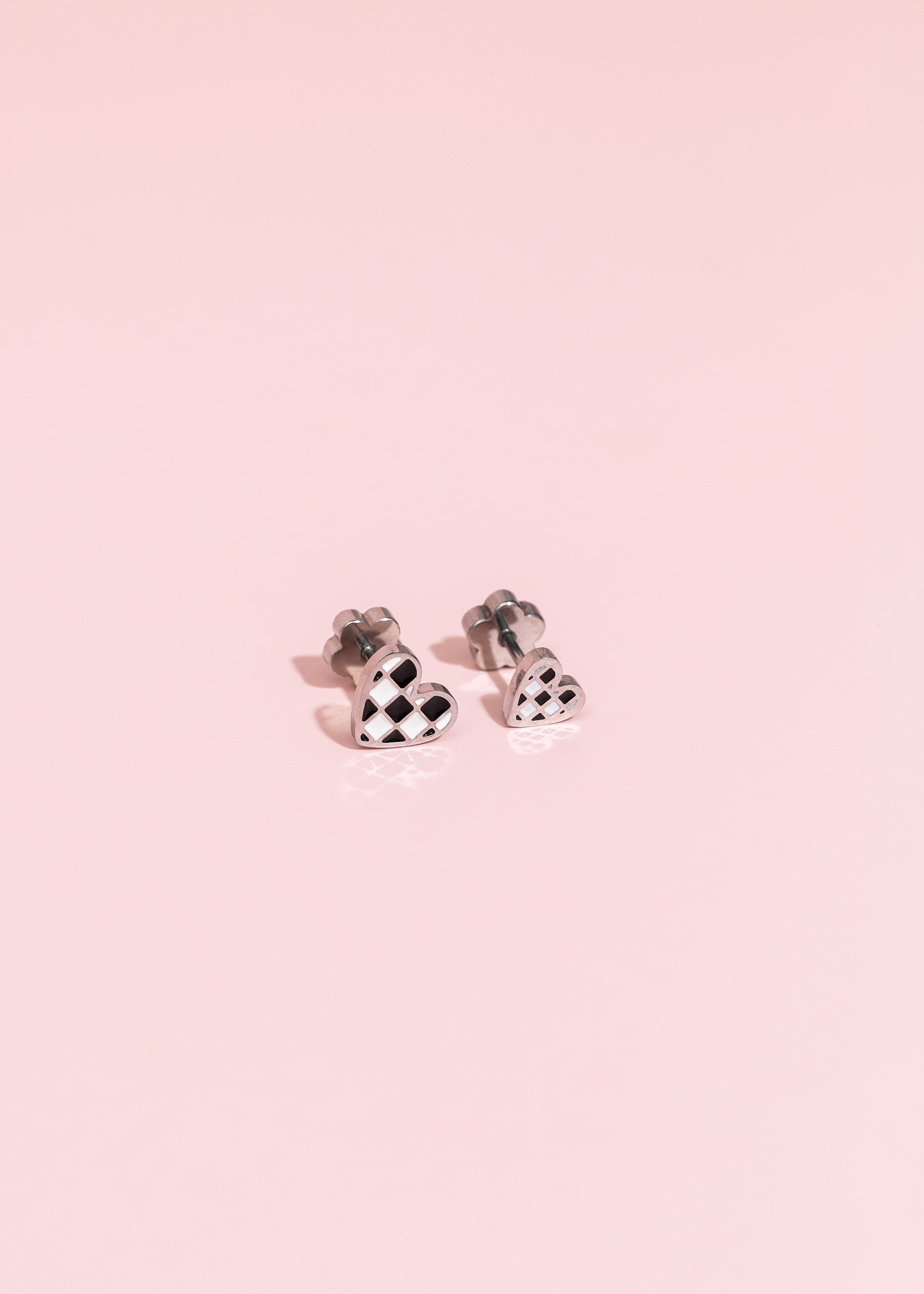 Silver Checkered Heart