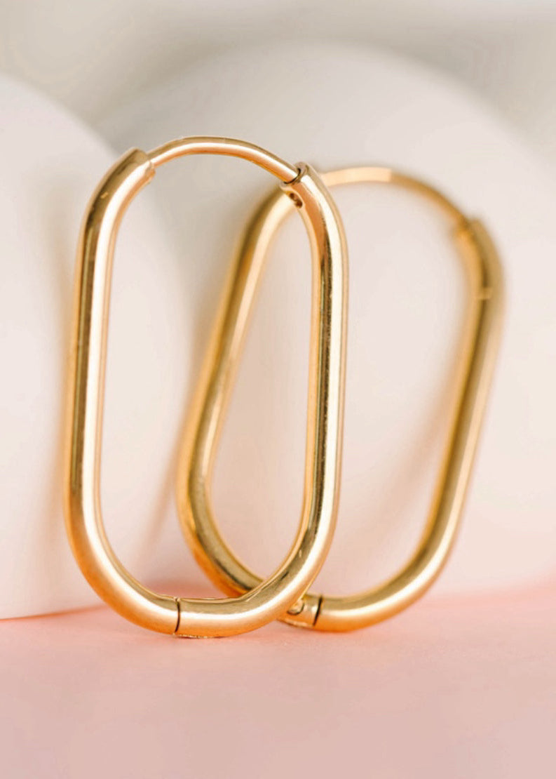 Pair of Rectangle Gold Huggies