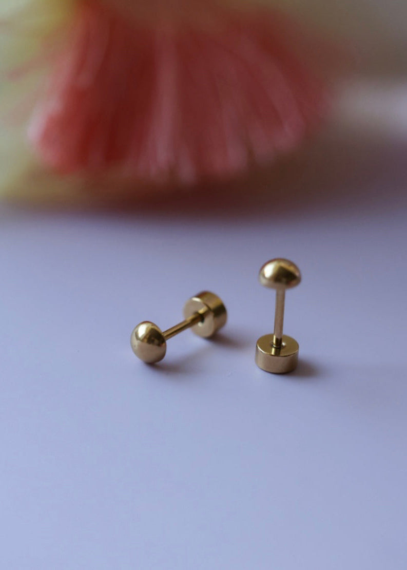 Tiny Gold Ball Earrings
