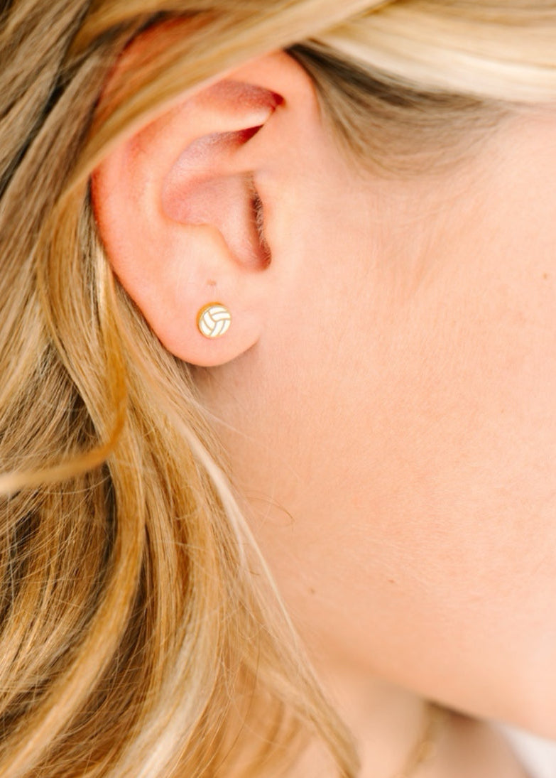 Gold Volleyball Earrings