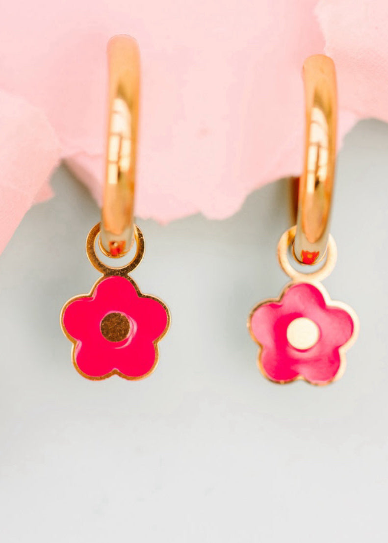 Hot Pink Flower Charms