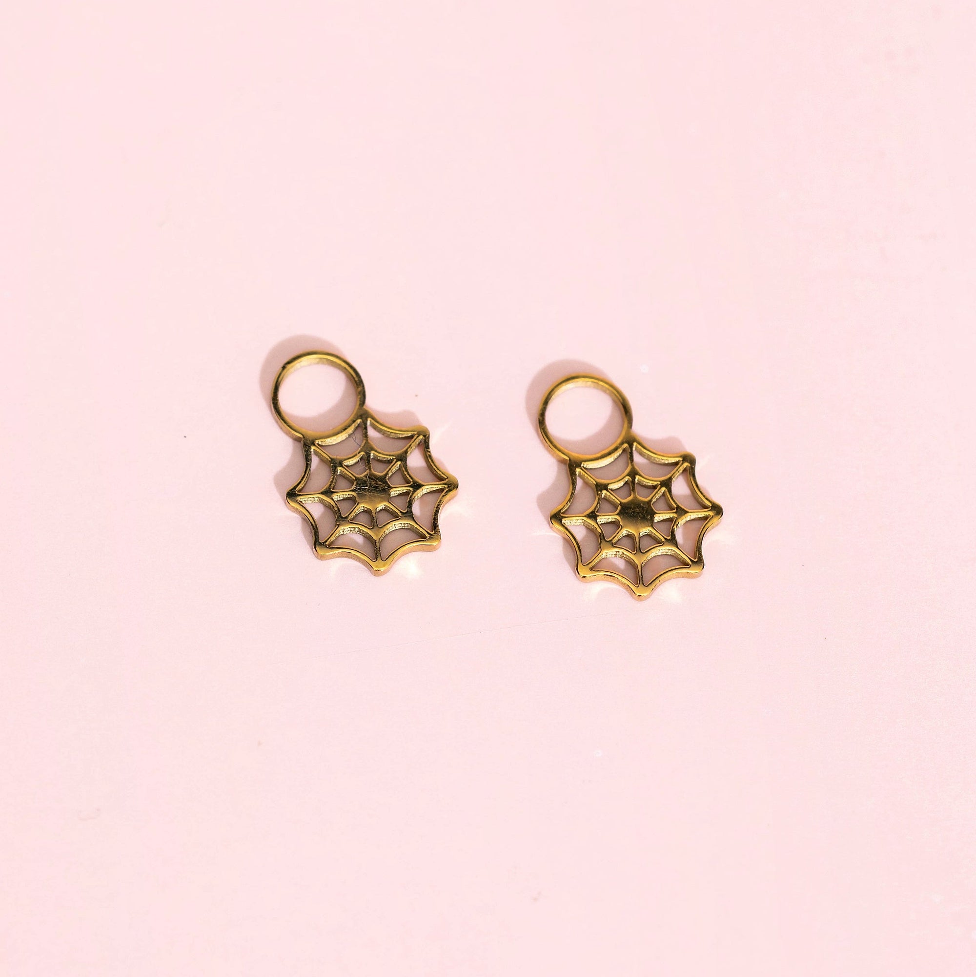 Gold Spider Web Charms
