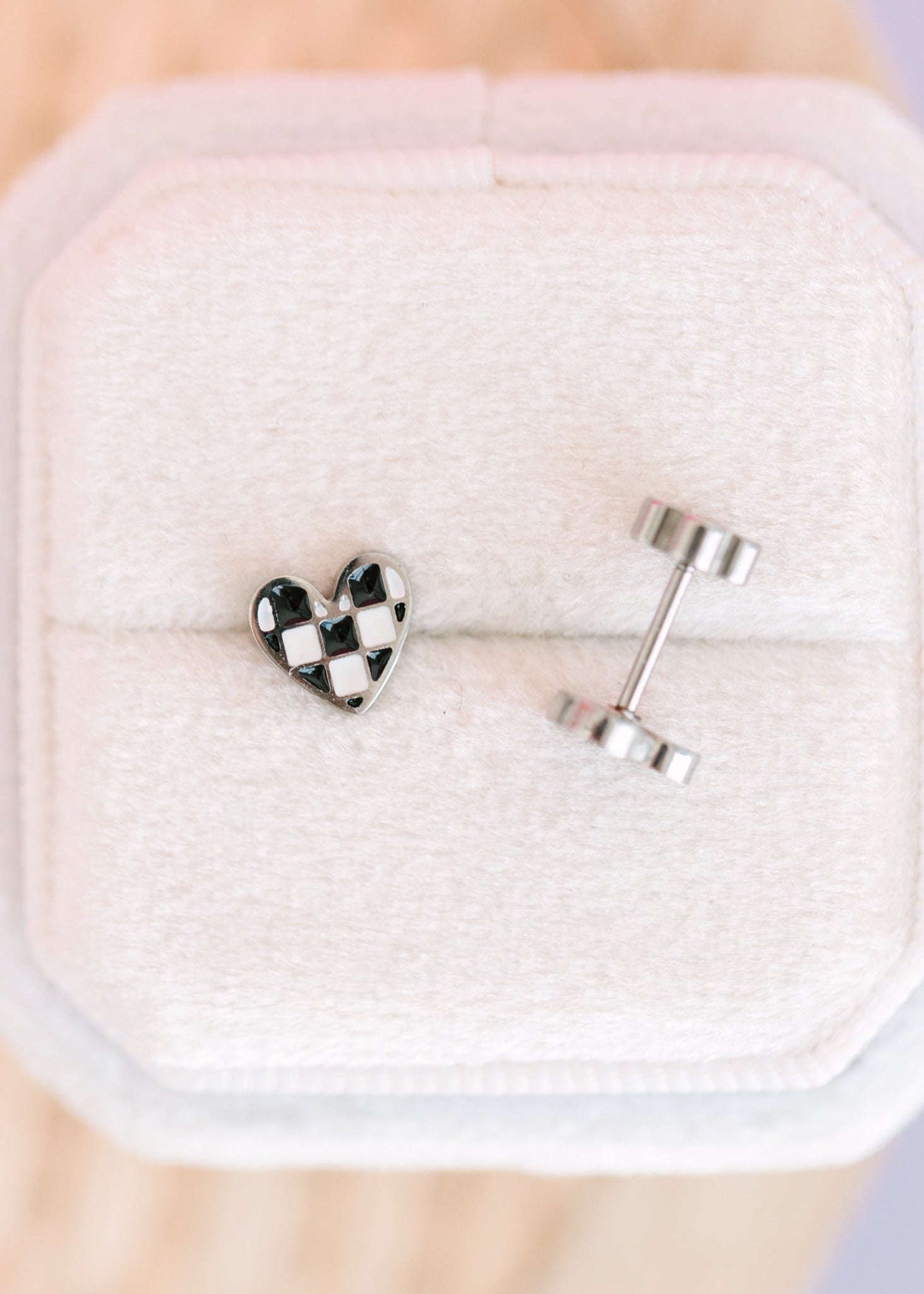 Silver Checkered Heart