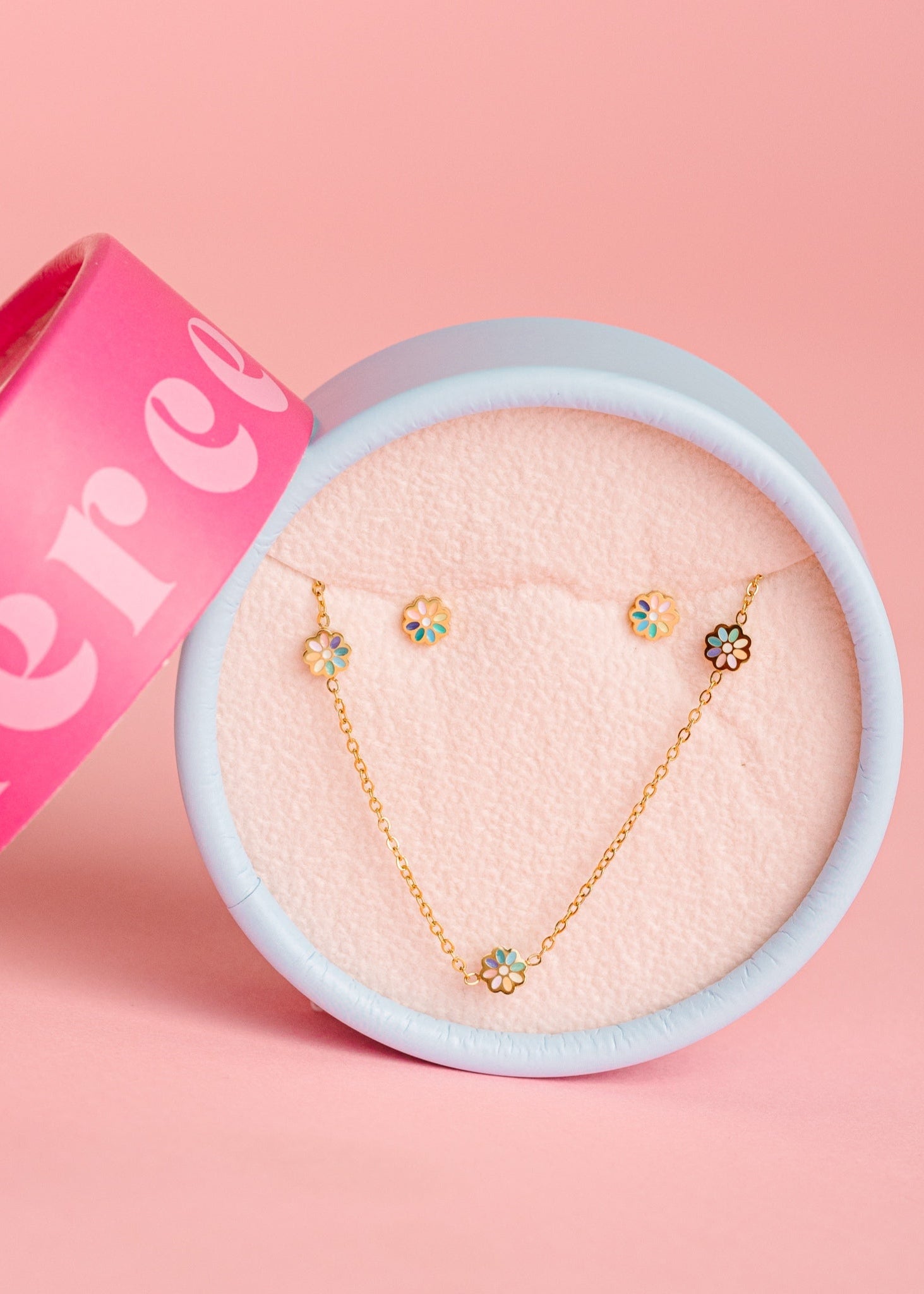 Rainbow Daisy Necklace/Earring Set