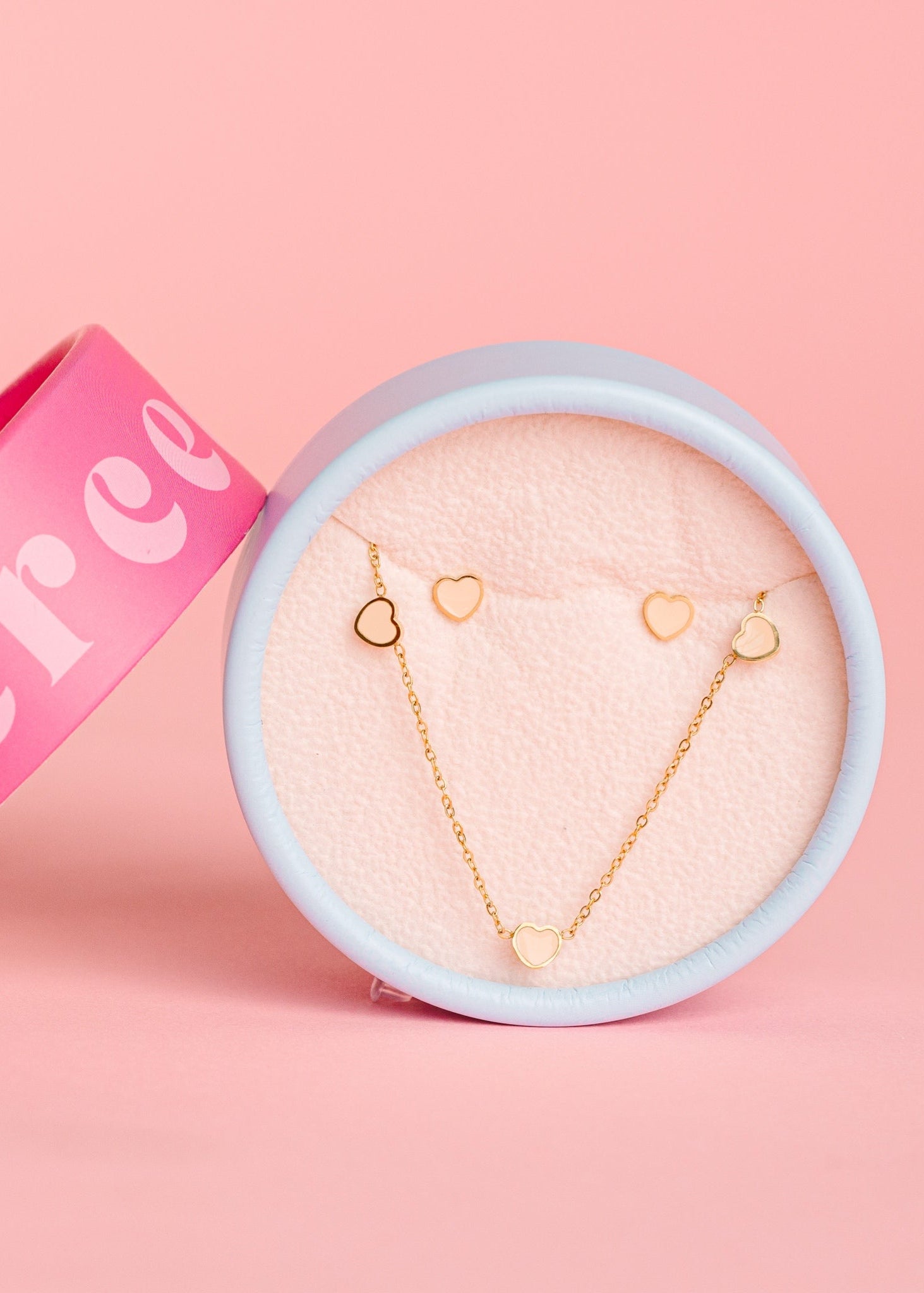 Peachy Heart Necklace/Earring Set