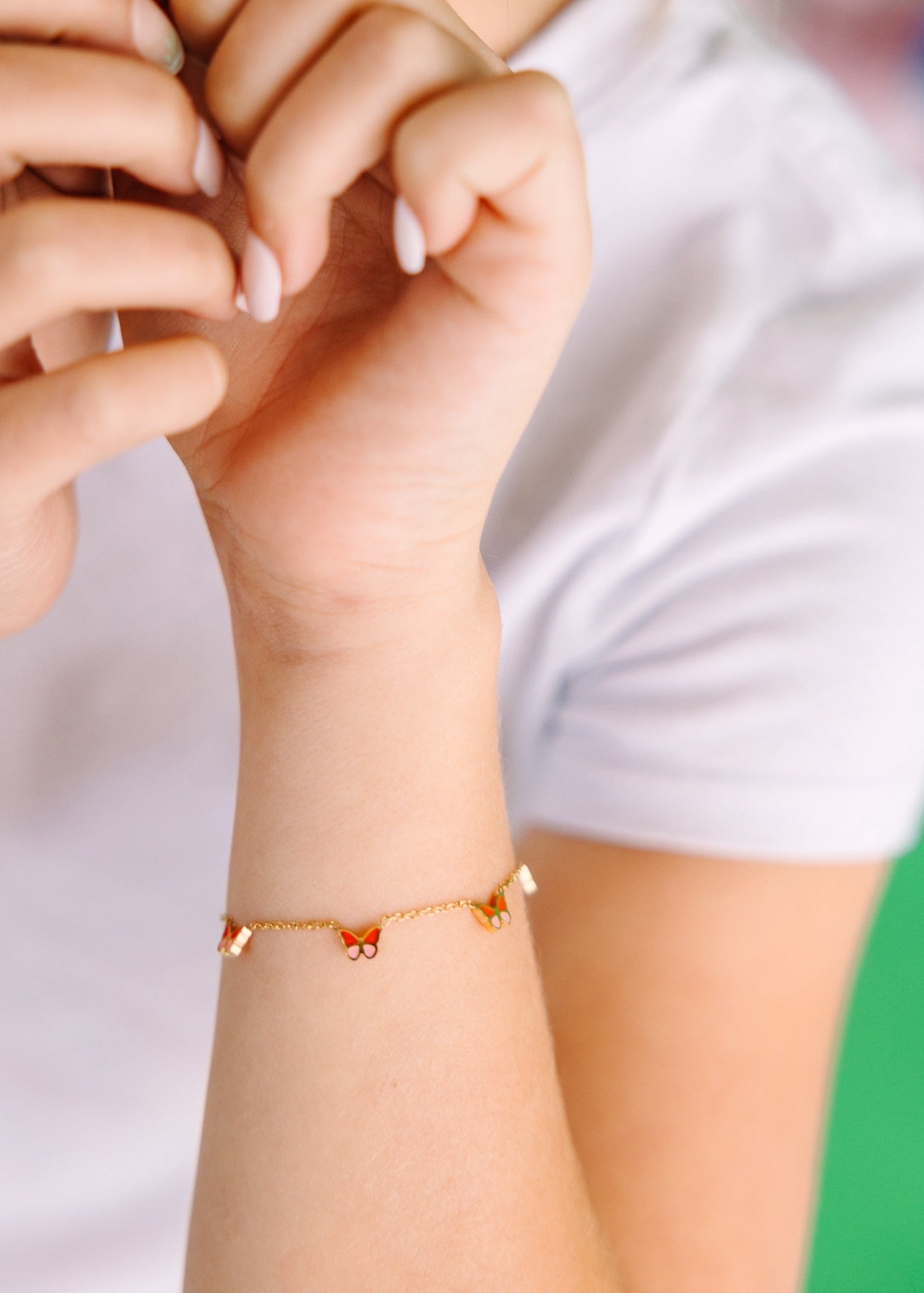 Butterfly Colorblock Bracelet on person's wrist