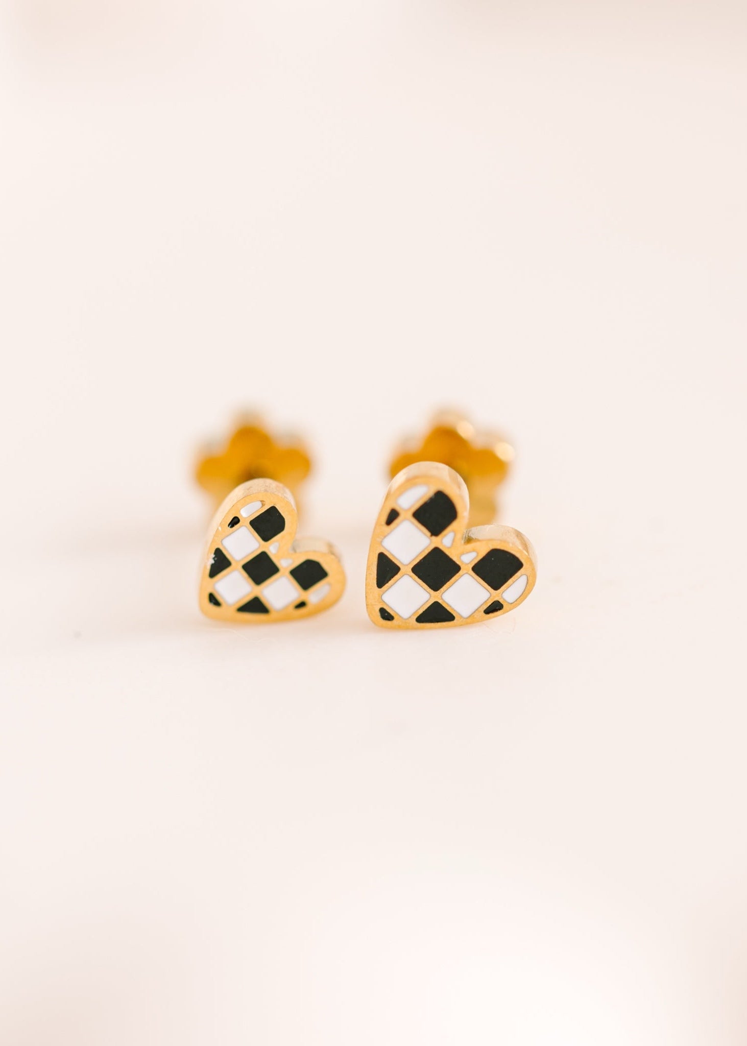 Tiny Black/White Checkered Heart