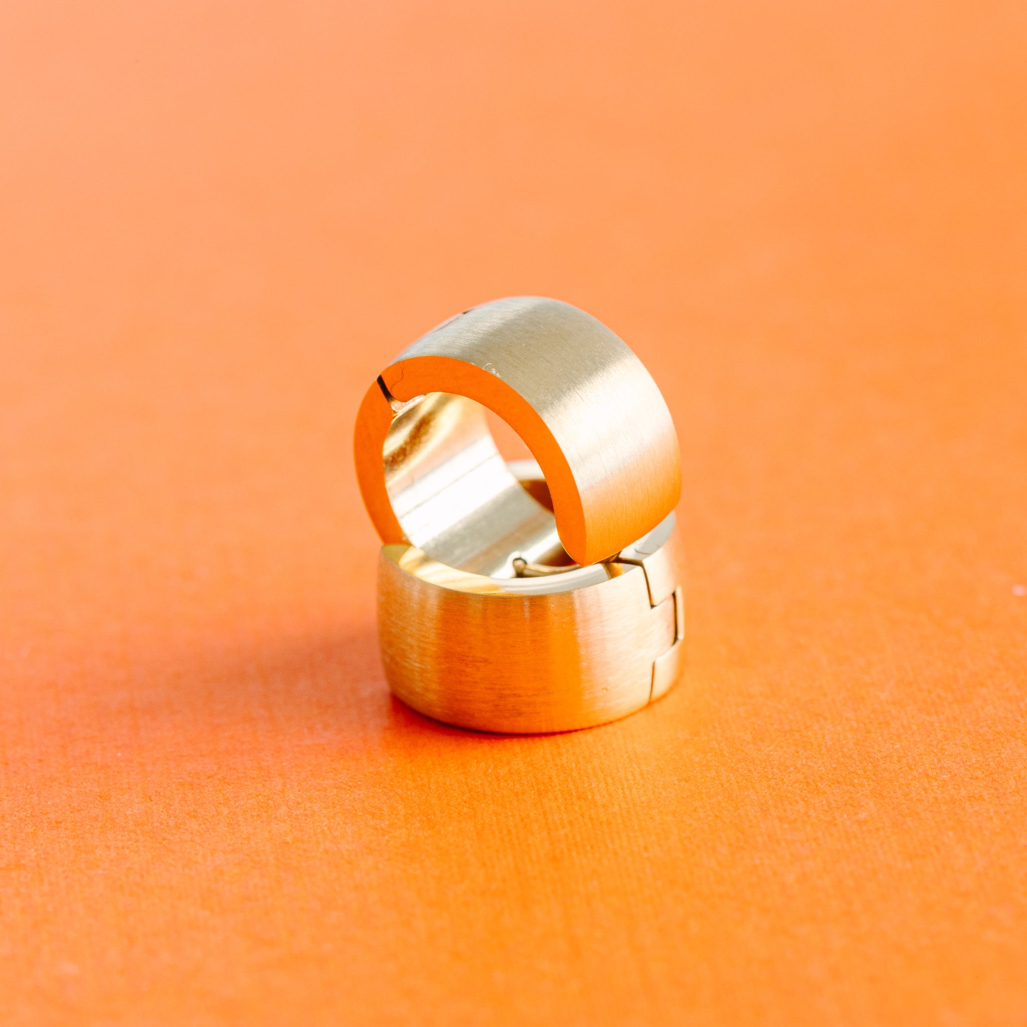 Chunky Brushed Gold Huggies