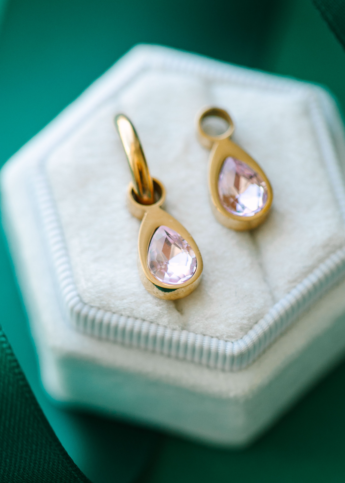 Pink Teardrop Gem Charms