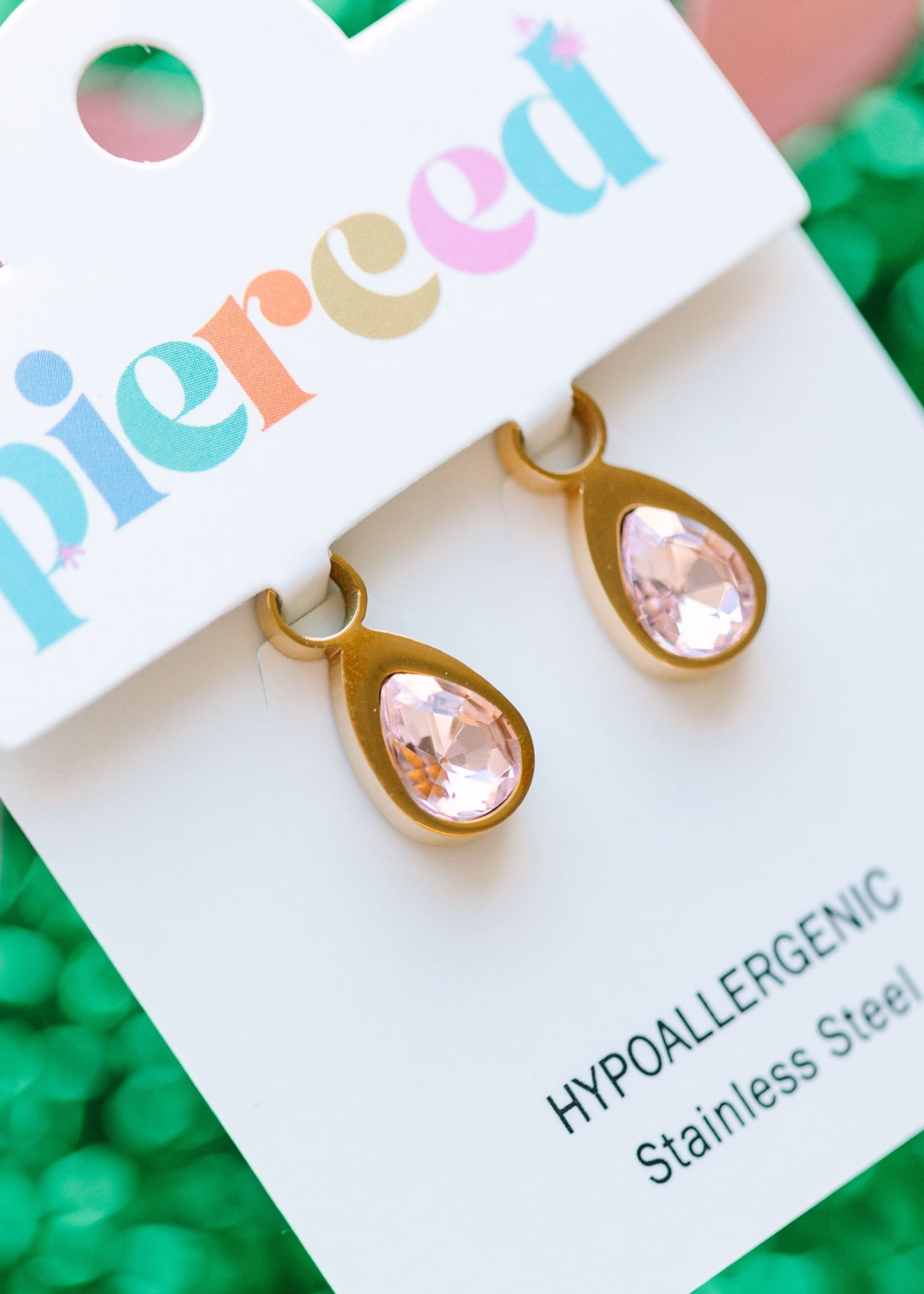 Pink Teardrop Gem Charms