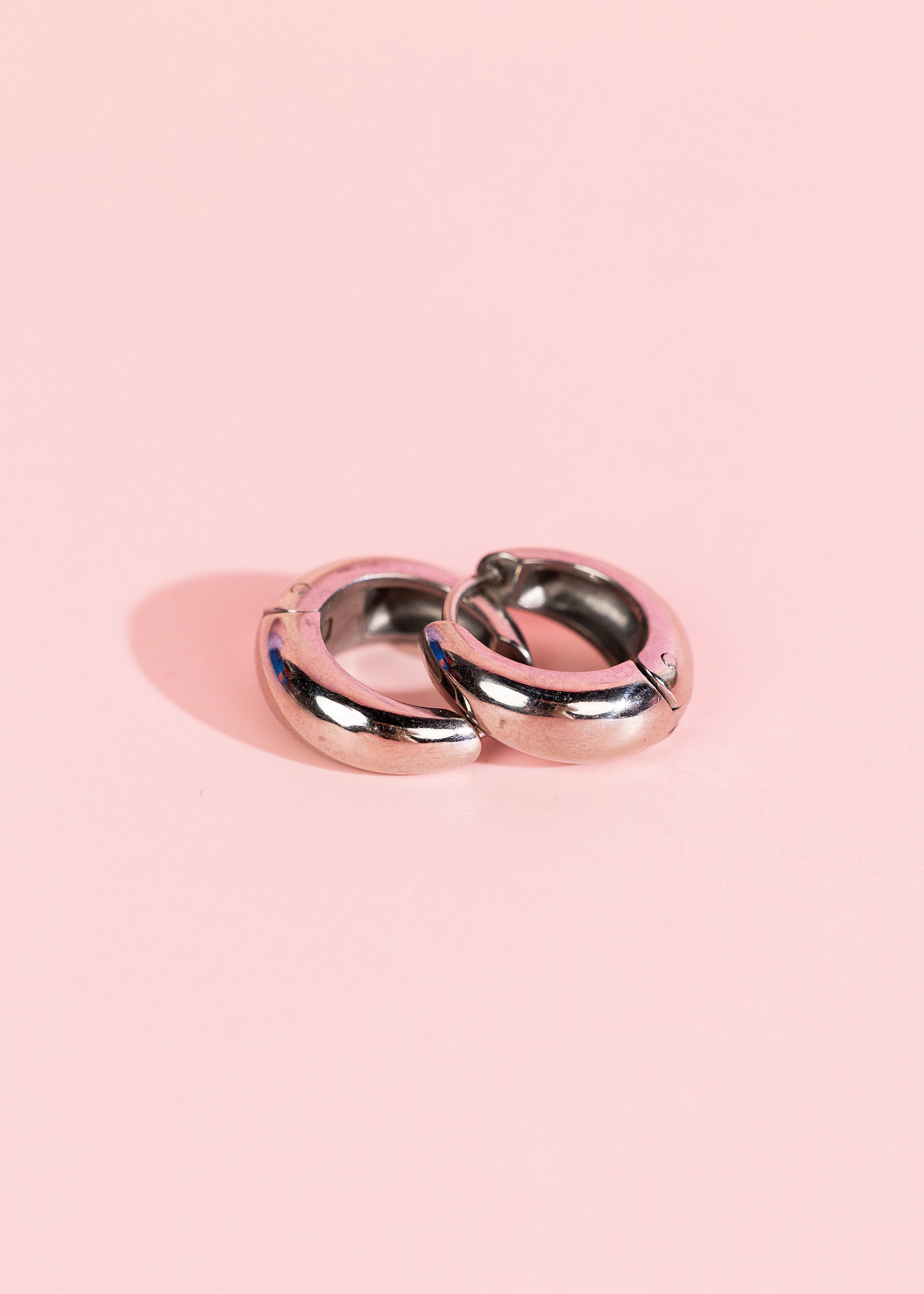 Silver Large Teardrop Huggies
