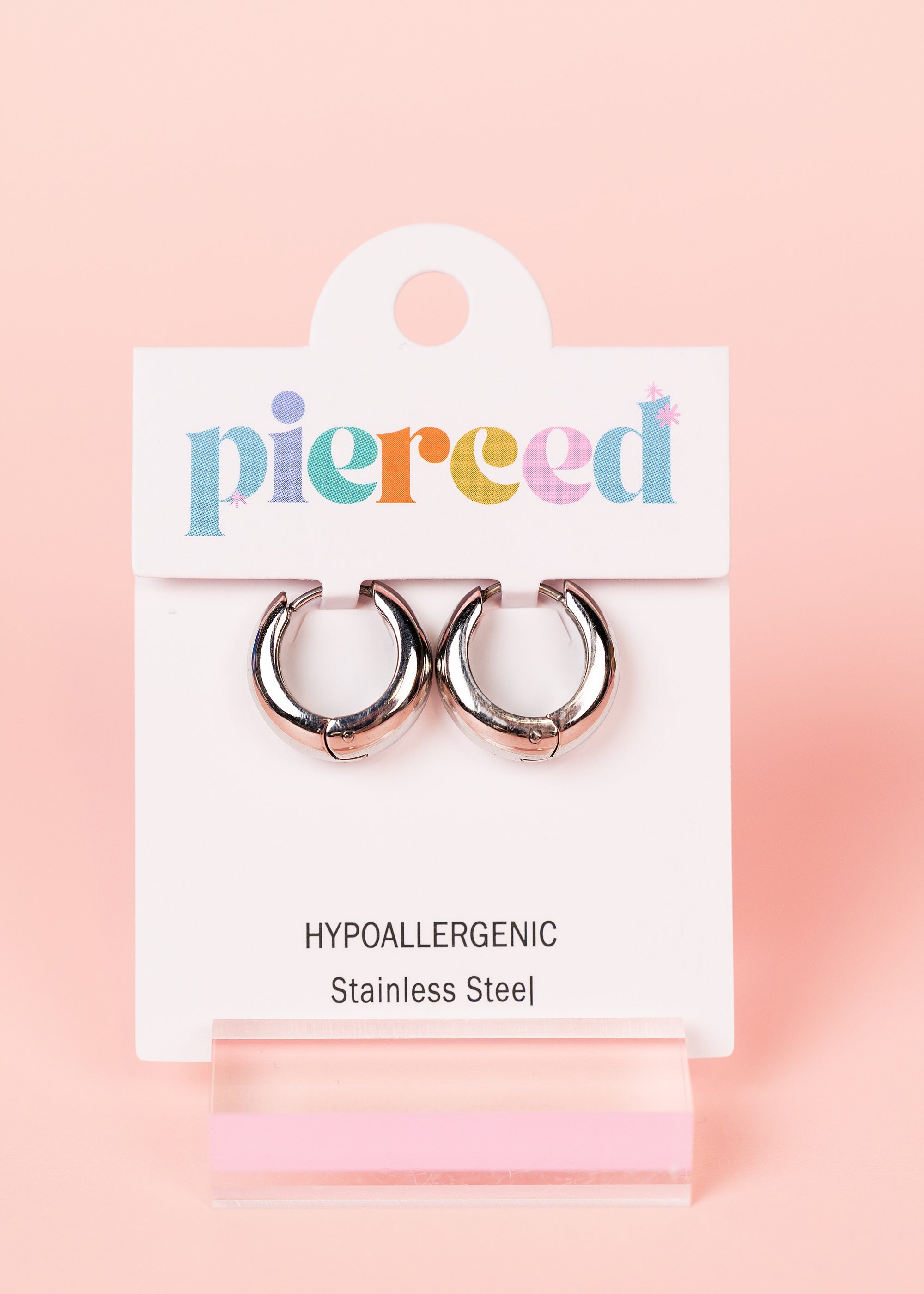 Silver Large Teardrop Huggies