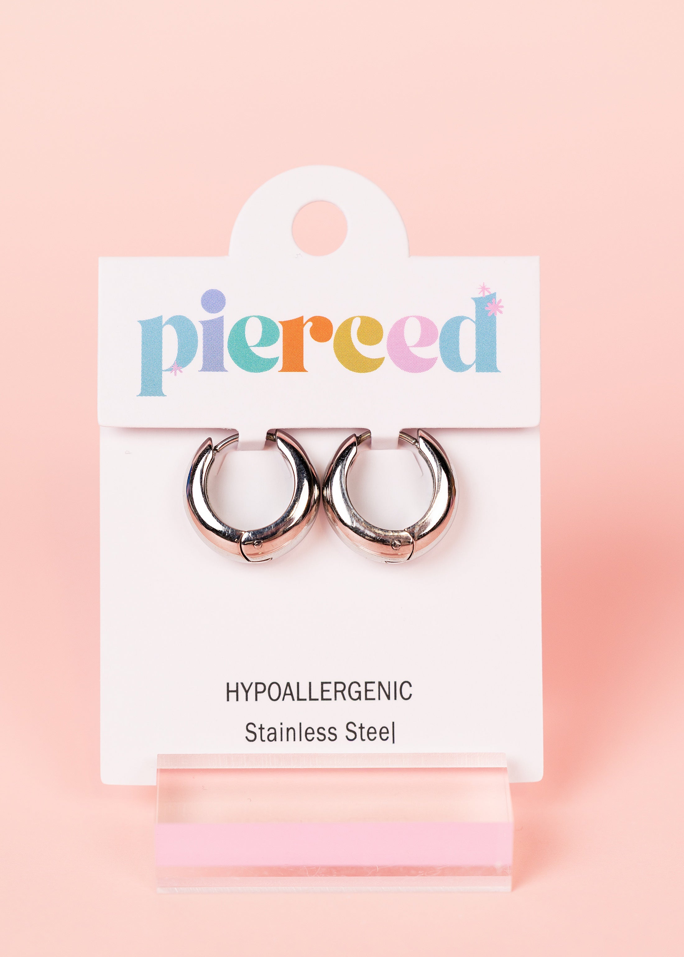Silver Large Teardrop Huggies