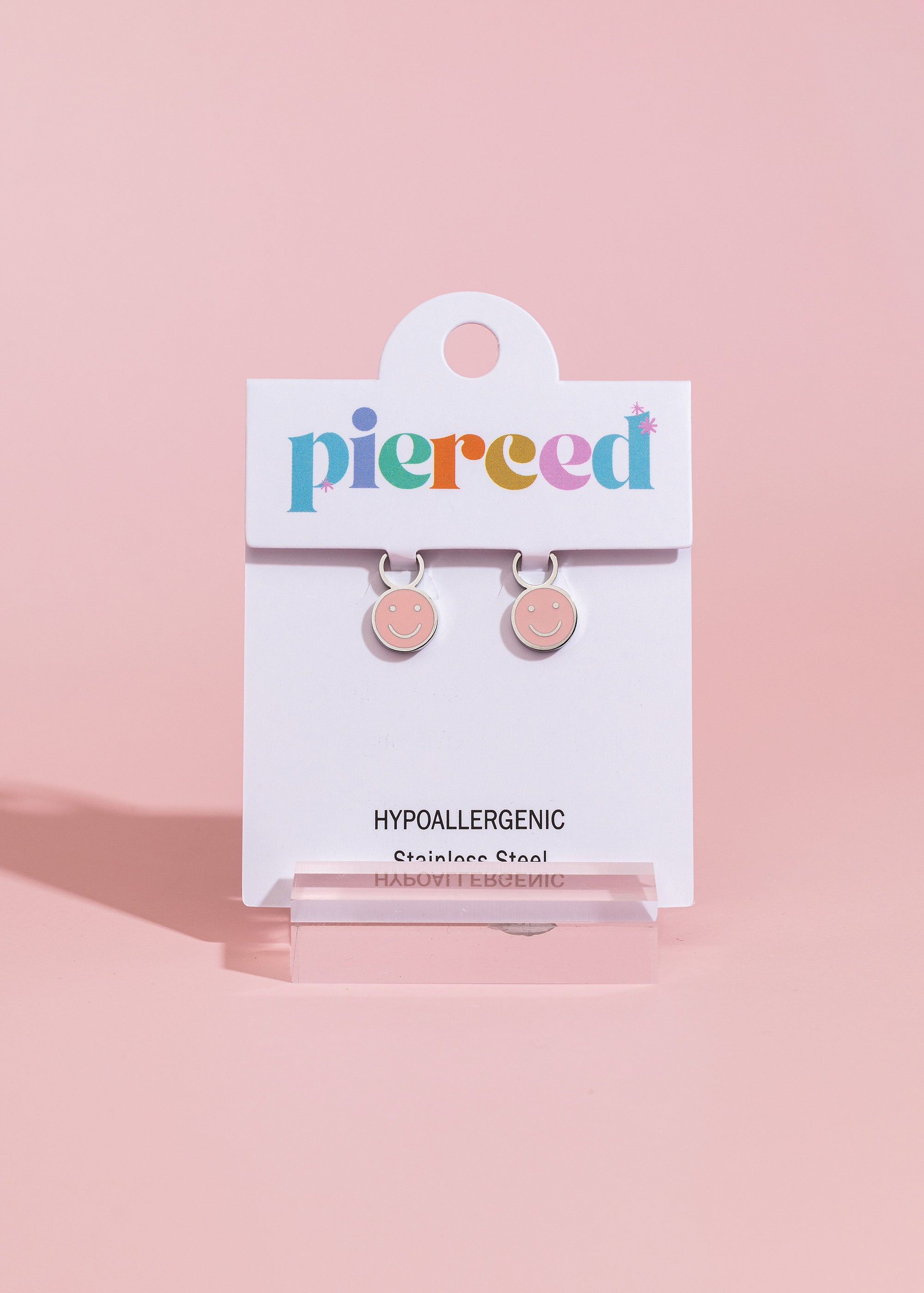 Silver Pink Smiley Charms