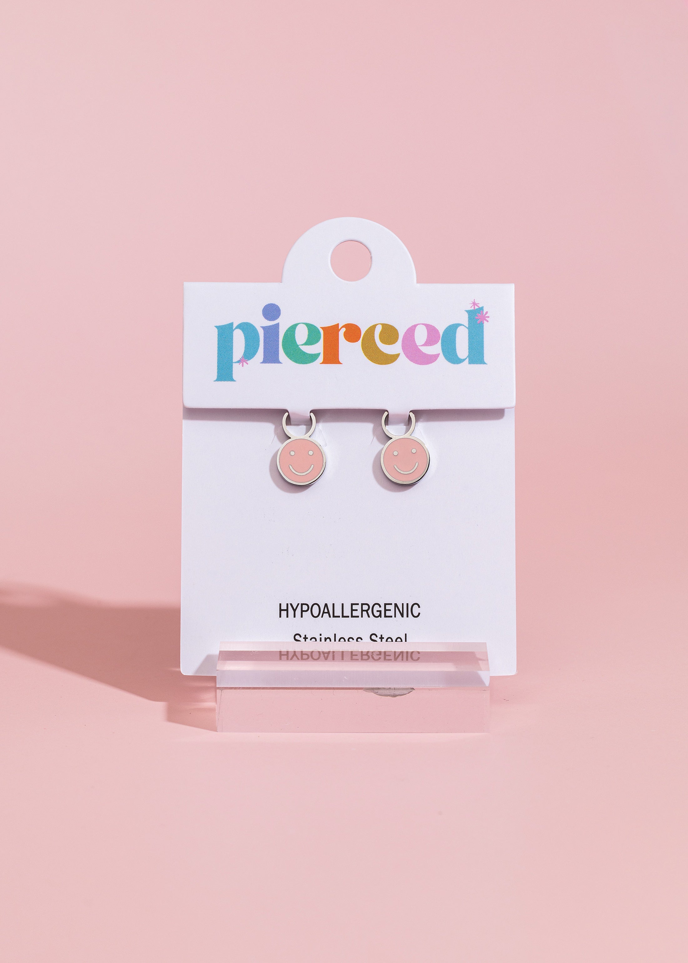 Silver Pink Smiley Charms