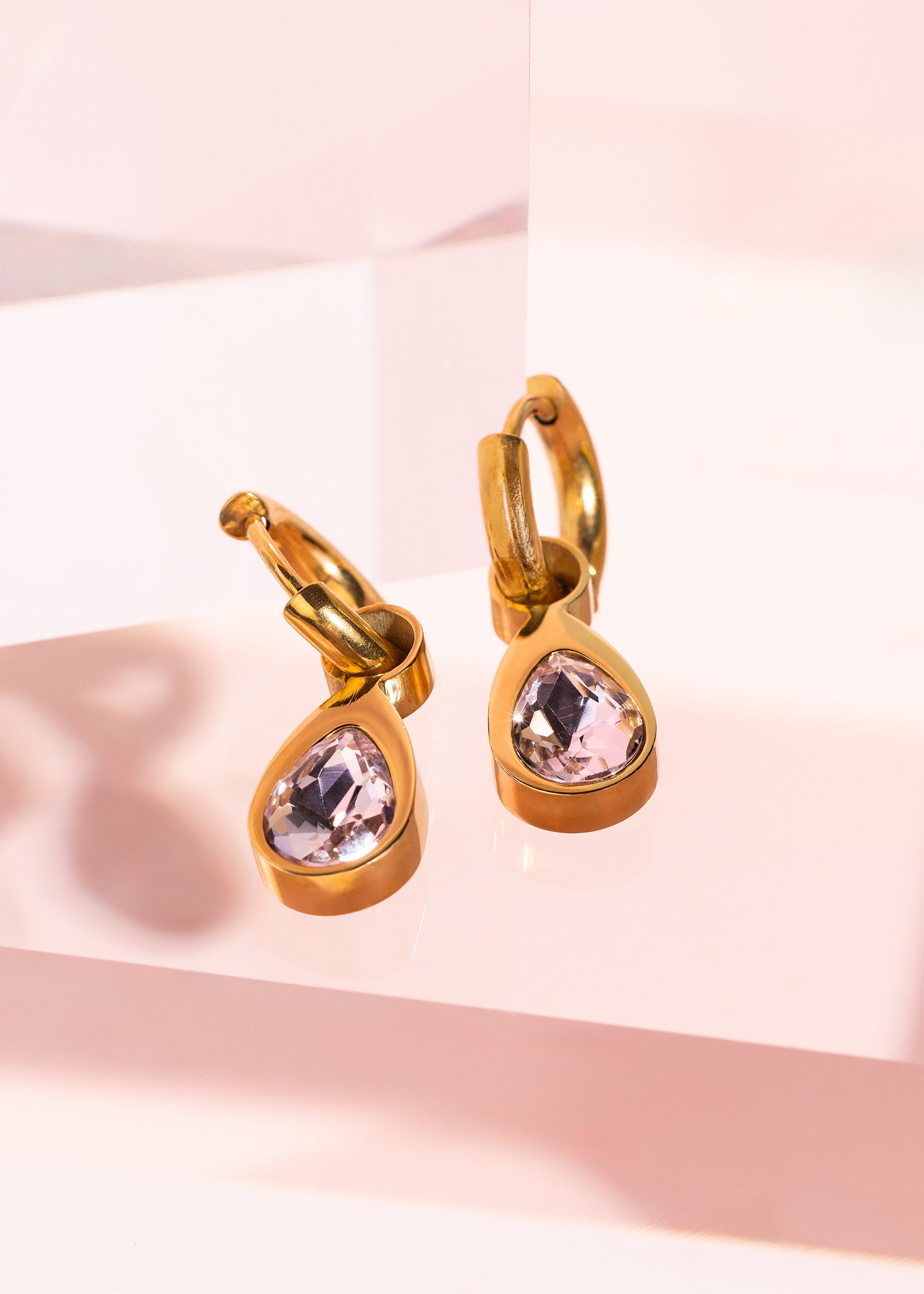 Pink Teardrop Gem Charms