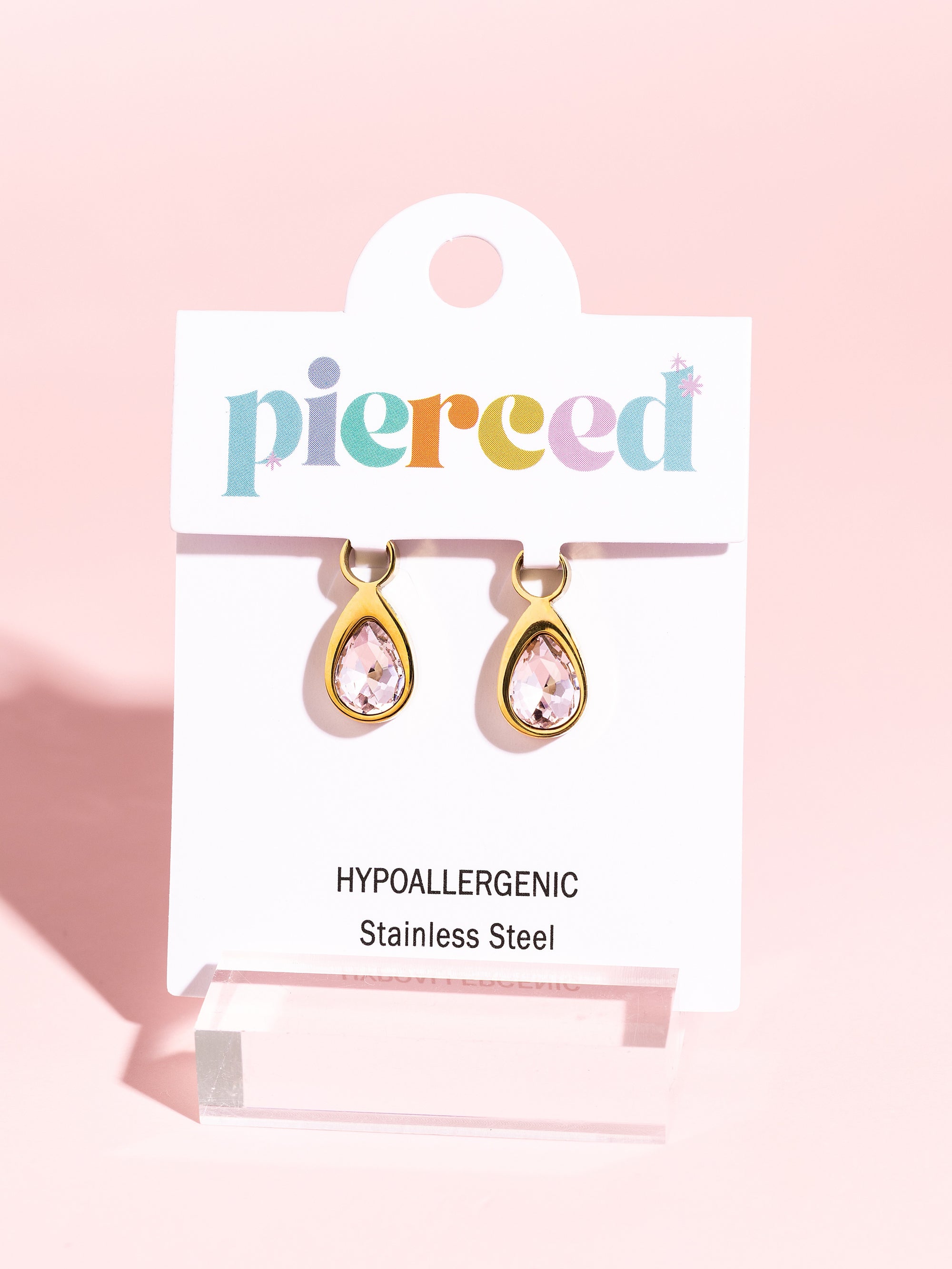 Pink Teardrop Gem Charms
