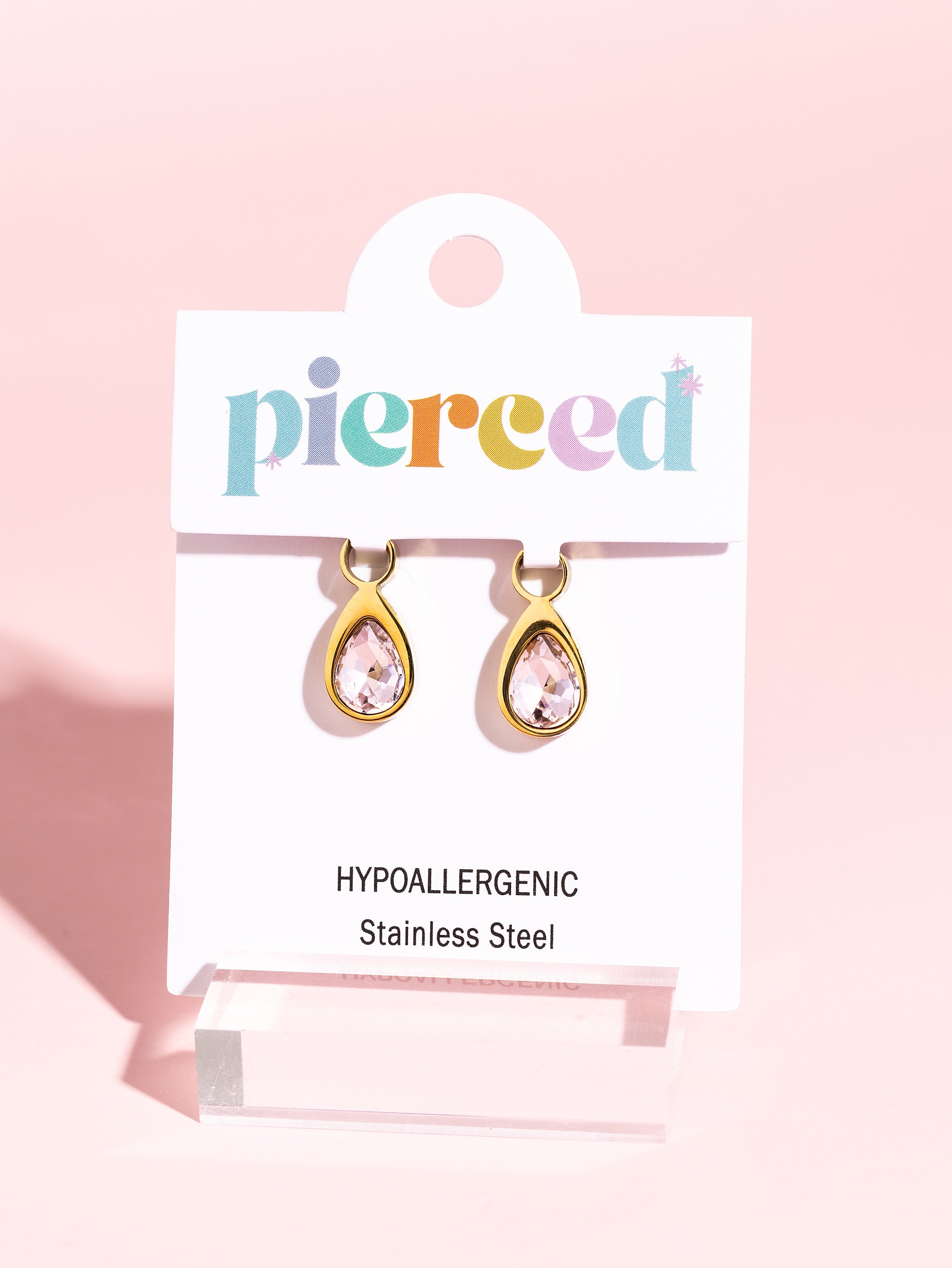 Pink Teardrop Gem Charms