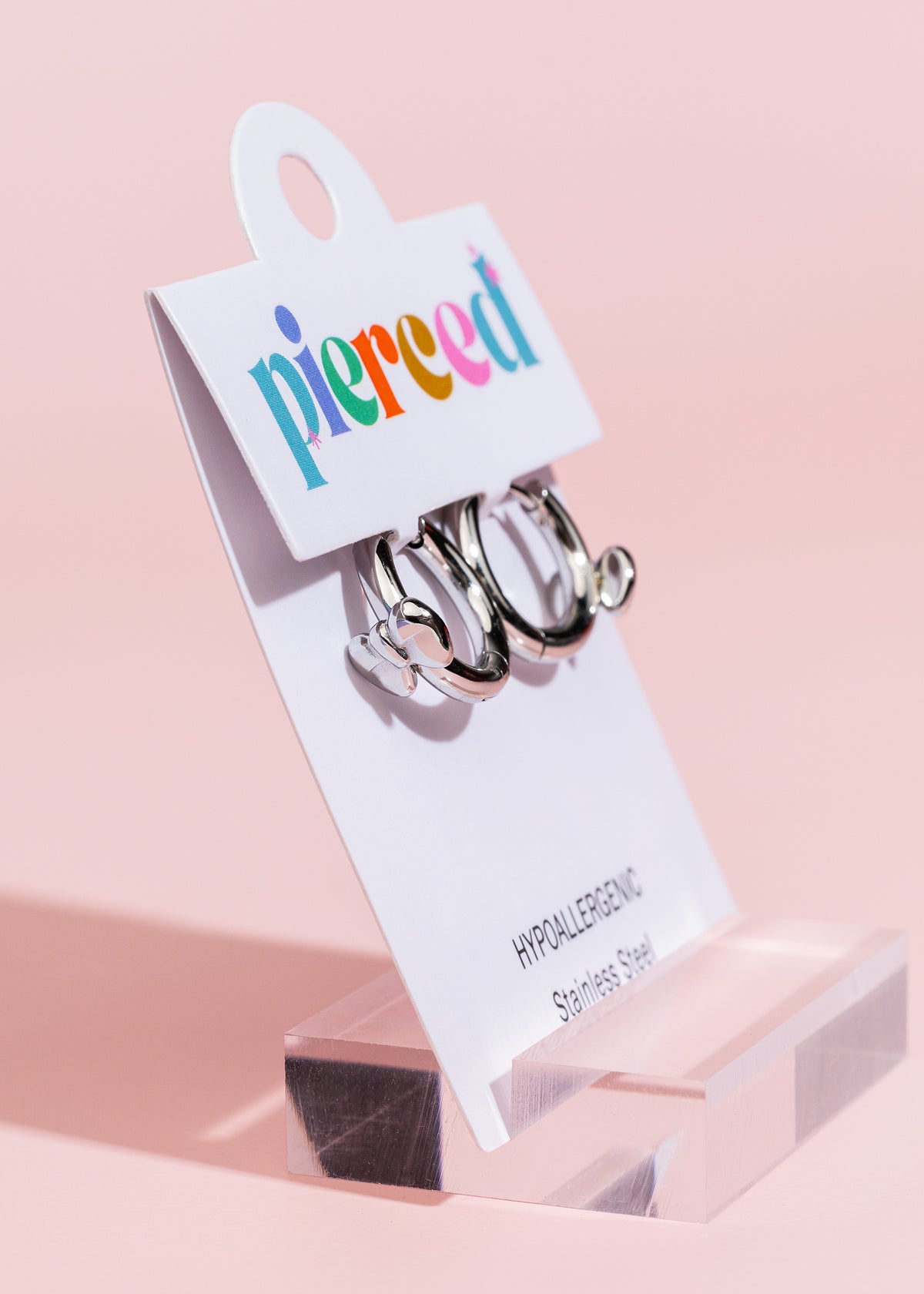Silver Bow Huggie