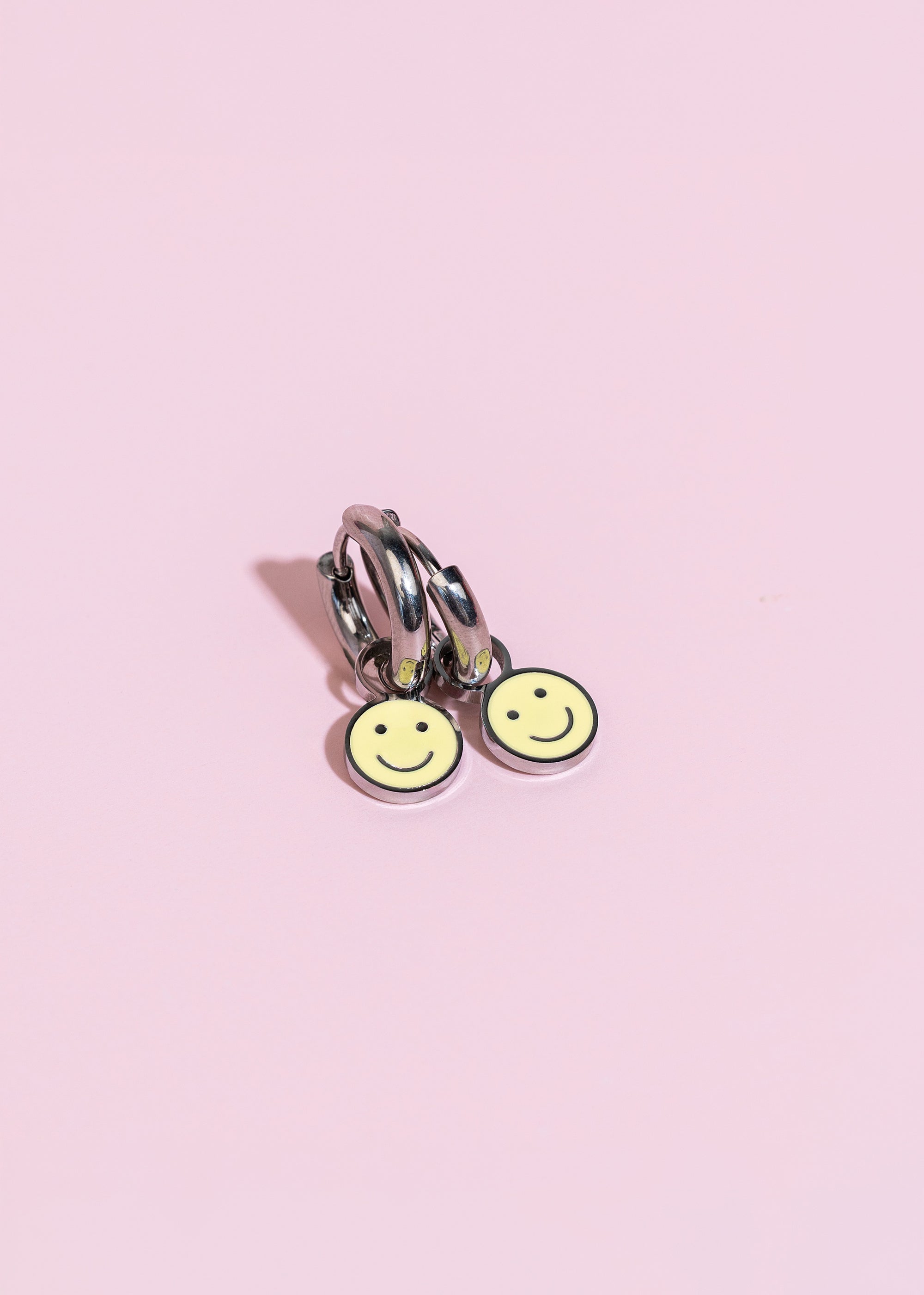 Silver Yellow Smiley Charms