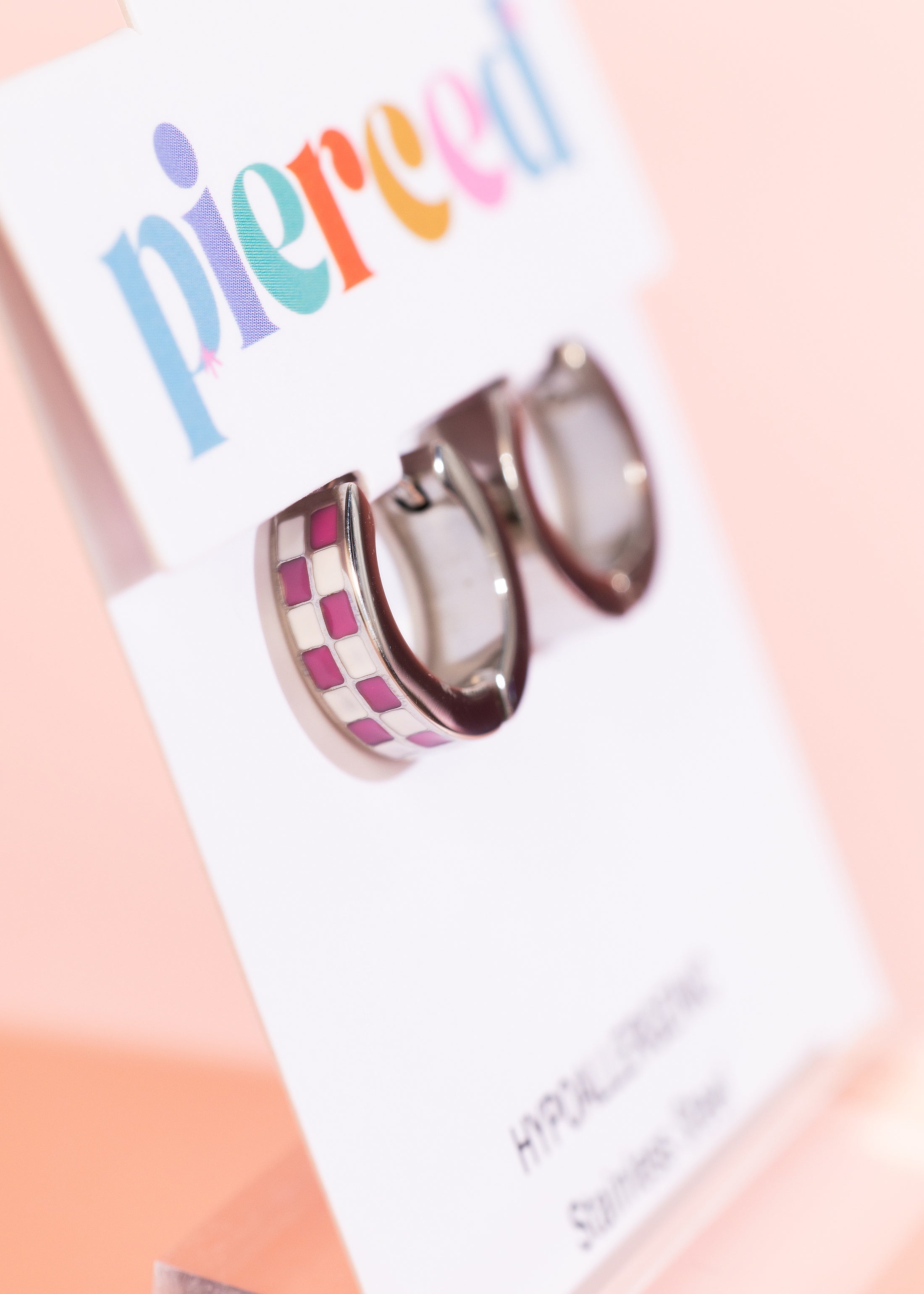 Silver Hot Pink Checkered Huggies