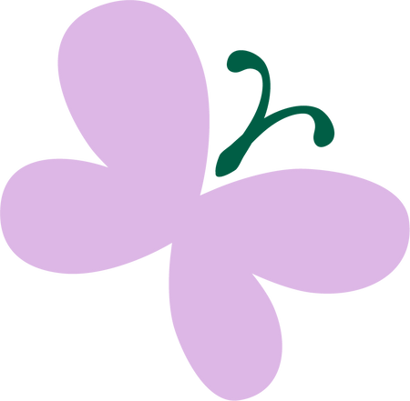 Purple four-leaf clover with a green stem on a white background