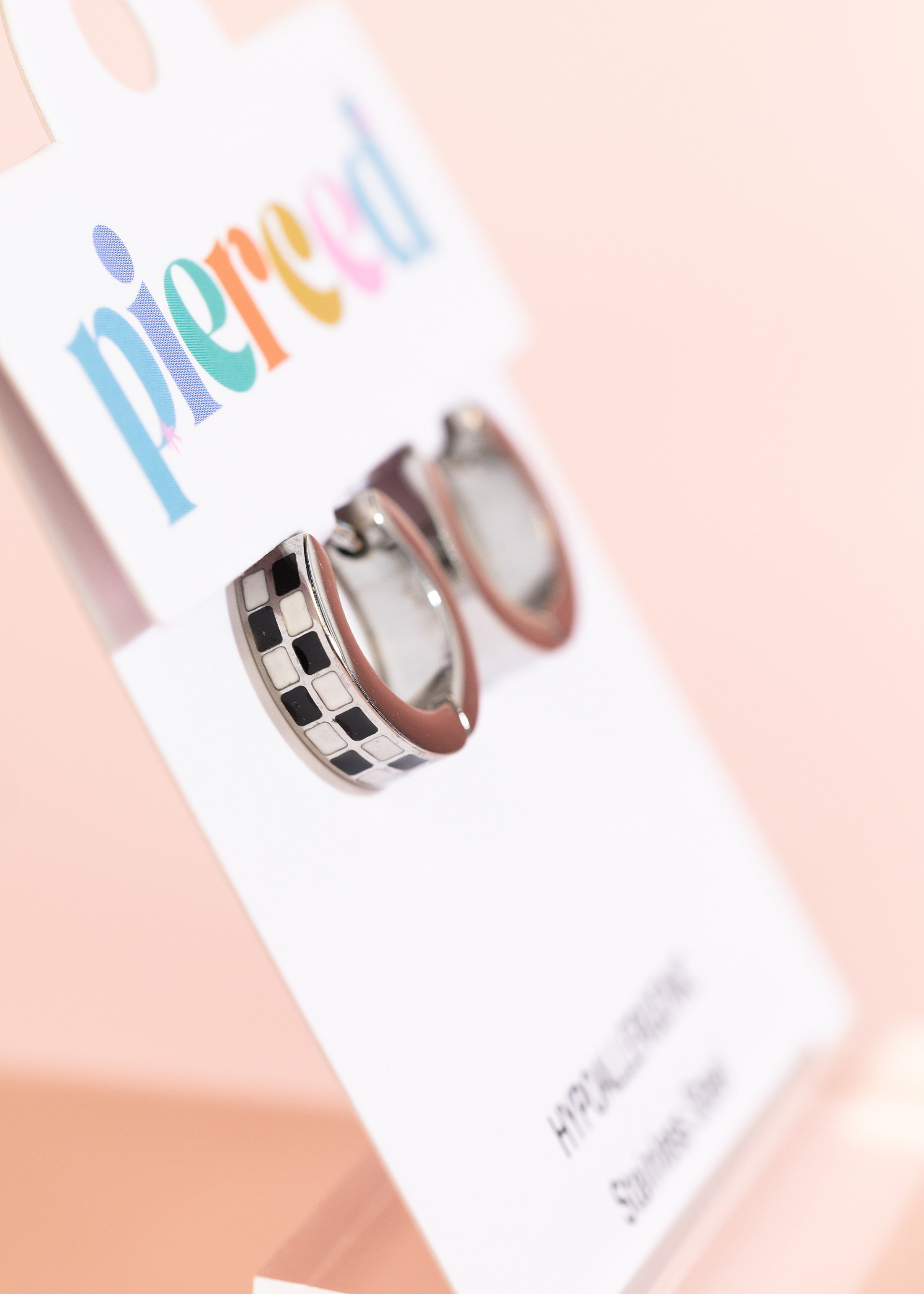 Silver Black/White Checkered Huggies