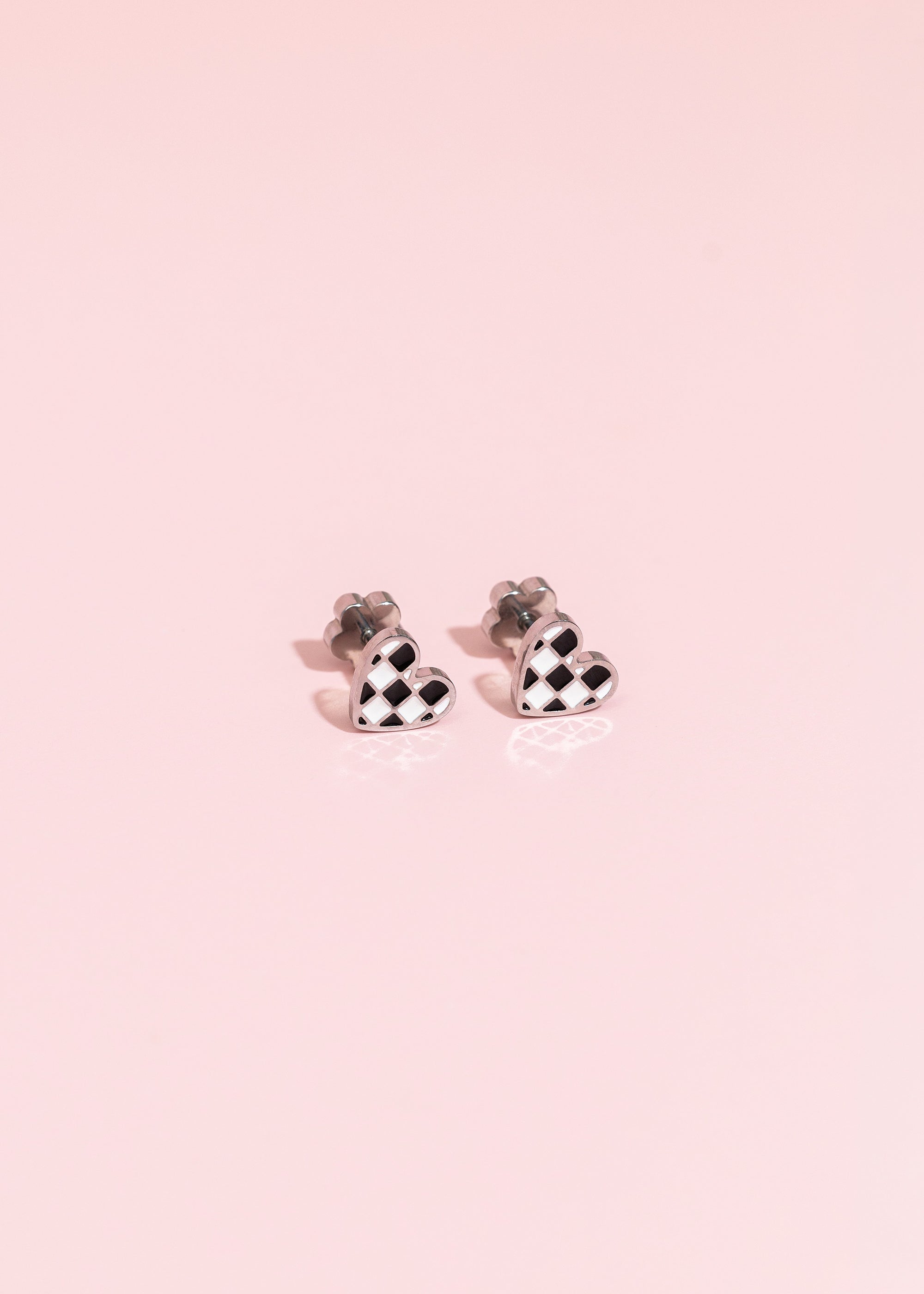 Silver Checkered Heart