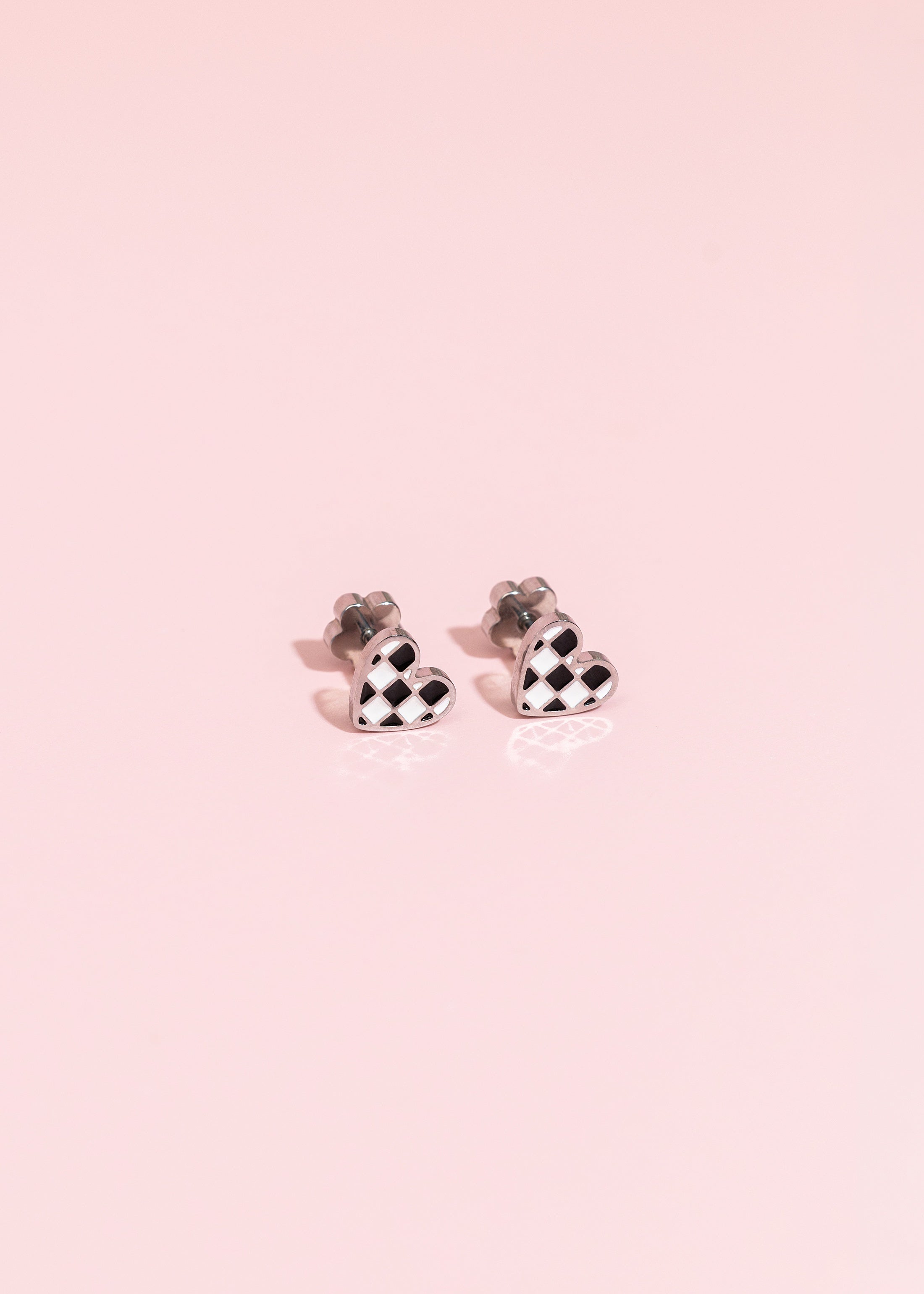 Silver Checkered Heart