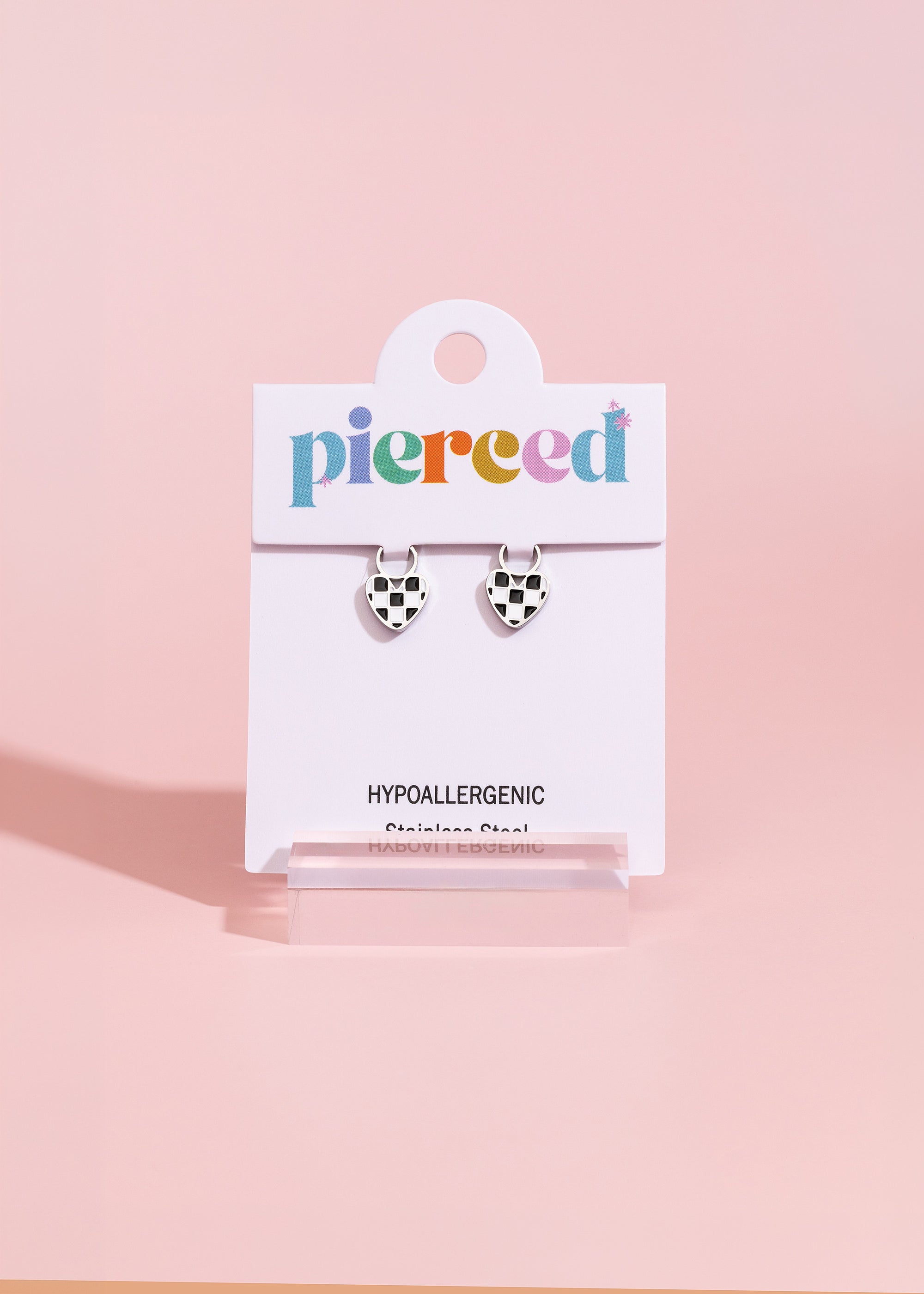 Silver Checkered Heart Charms