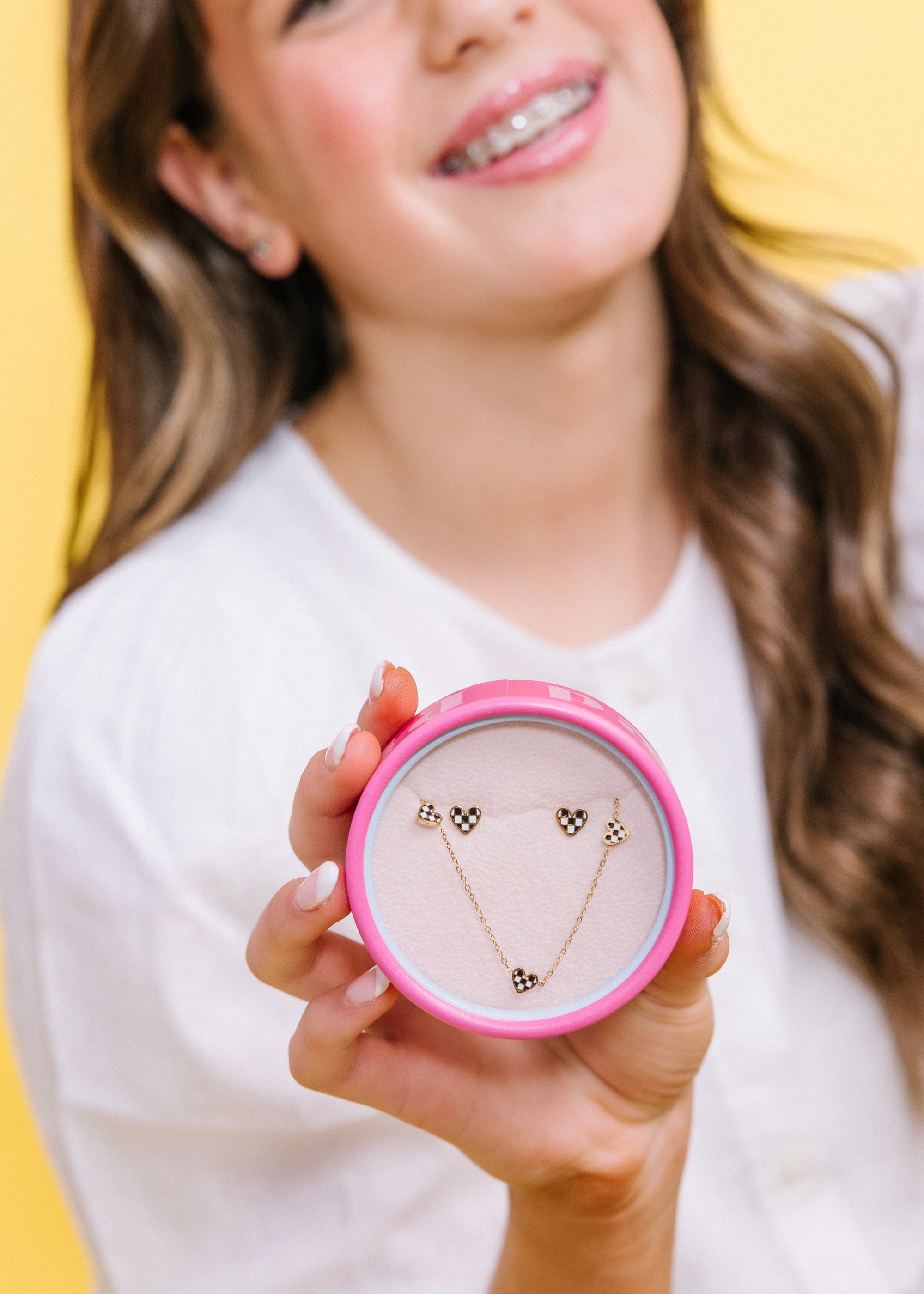 Black/White Checkered Heart Set