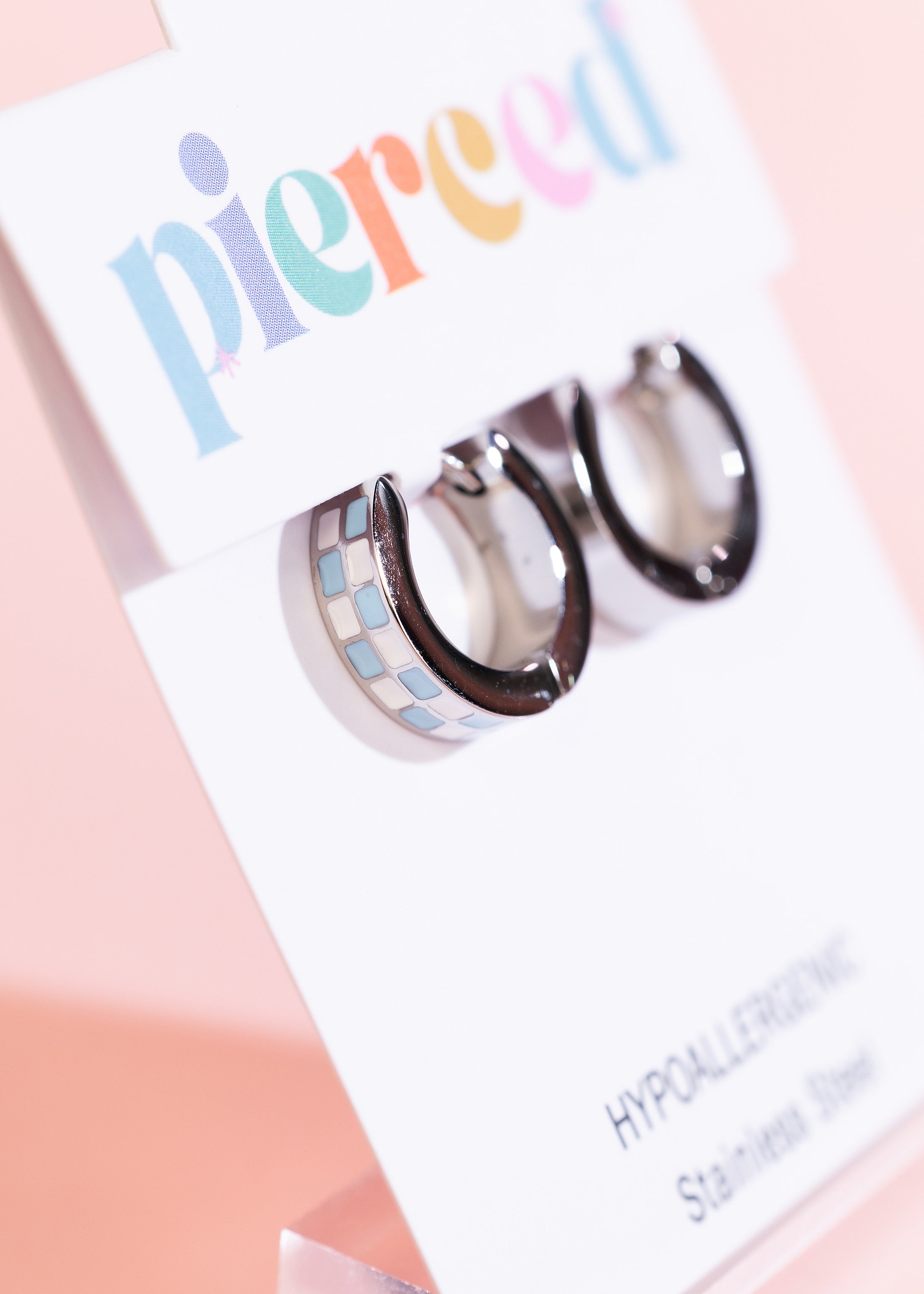 Silver Light Blue Checkered Huggies
